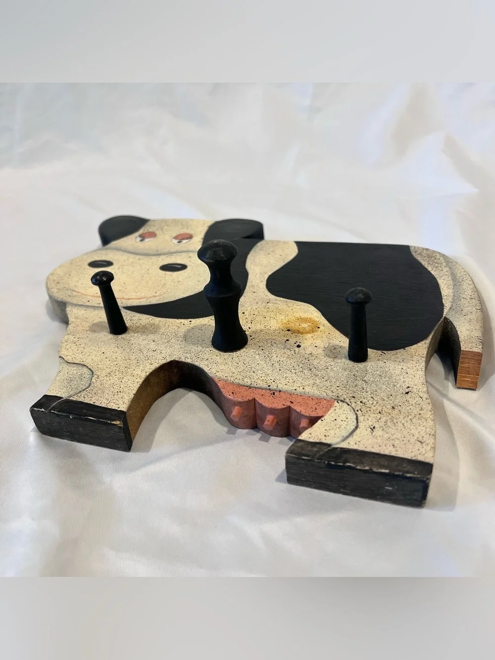 Hand Painted Wooden Cow Wall Peg Rack